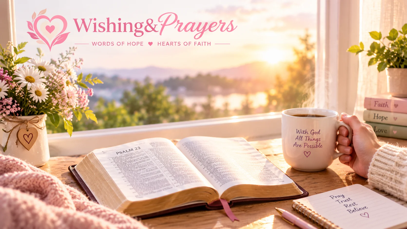Person reading the Bible during a quiet morning