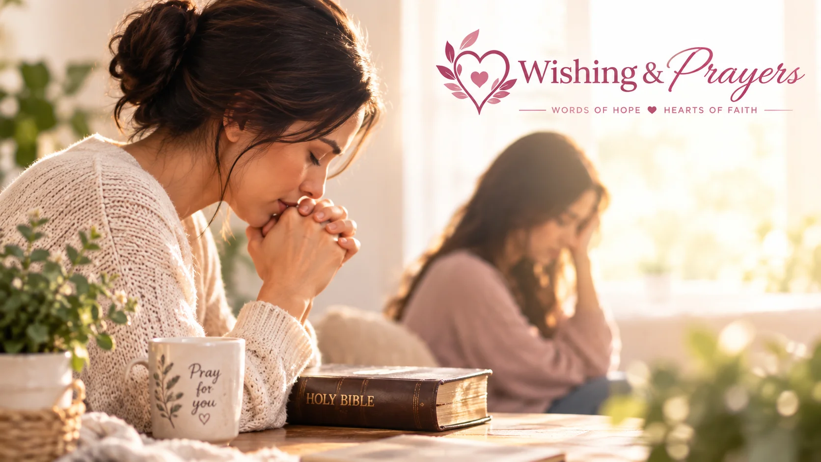 Person praying for a friend who is going through a difficult time
